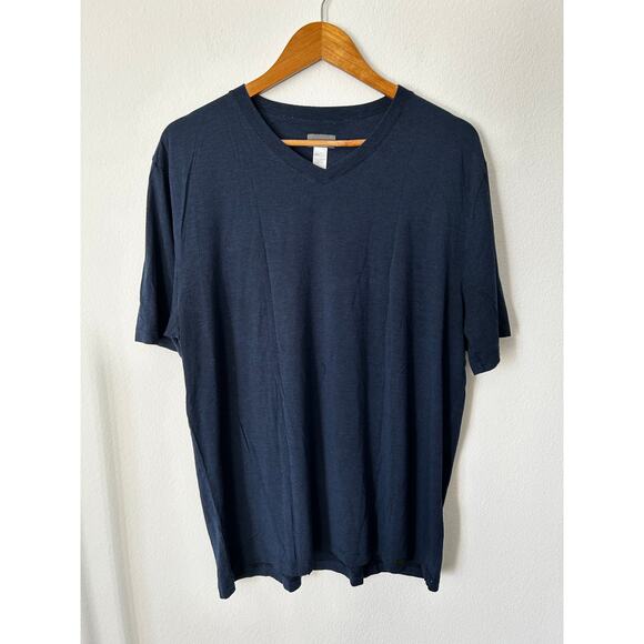 Hanro V-neck T-shirt casual in navy size XXL - Picture 2 of 9